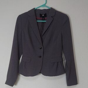H&M Gray Blazer Classic Tailored Suit Jacket